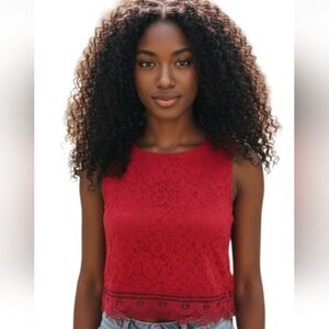 "Ambiance" (S) Very Pretty Red Laced Top With Lining in Time for Summer